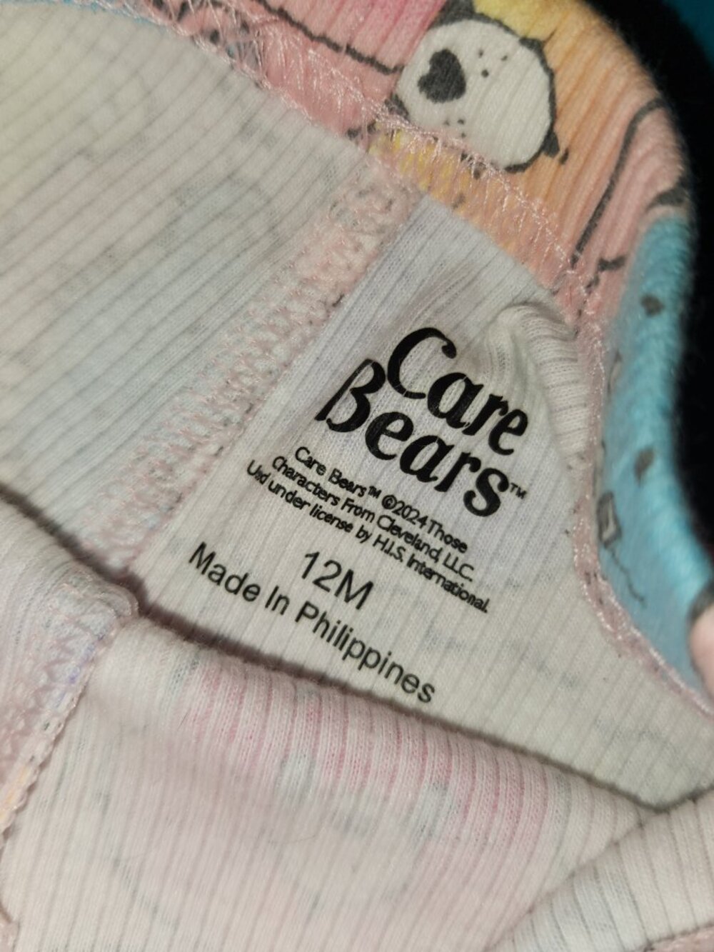 Care Bears Baby Girl Pink Ribbed Flare Pants 12M Colorful Bear Print - Picture 2 of 2